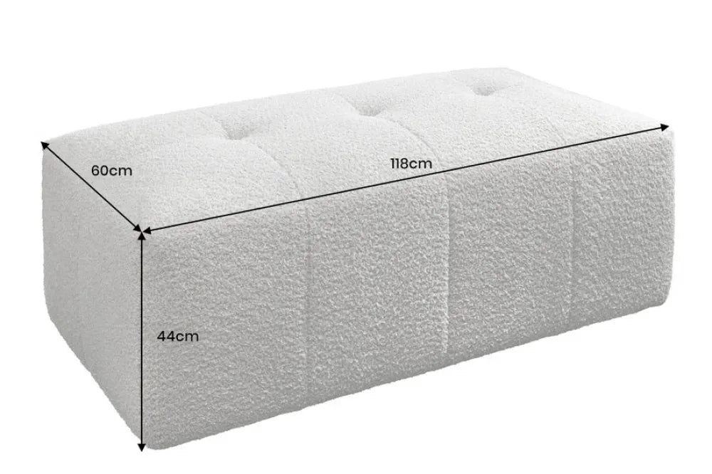Puf tapitat cu Stofa boucle Gri L118xH44cm ROYAL