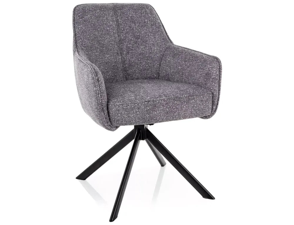 Scaun rotativ din Stofa Gri si Metal Negru H83xL55xA62cm Notti