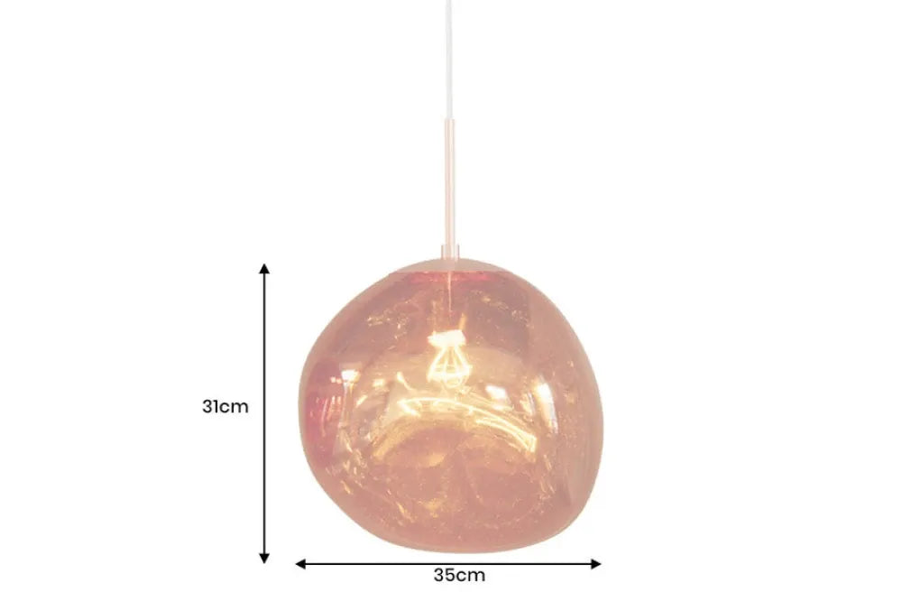 Pendul din Metal Cupru si Sticla Cupru D35xH150cm LIQUID DIAMOND