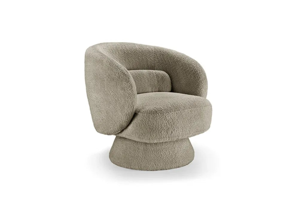 Fotoliu rotativ tapitat cu Stofa boucle Maro taupe H76xL76xA75cm Bossa Nova