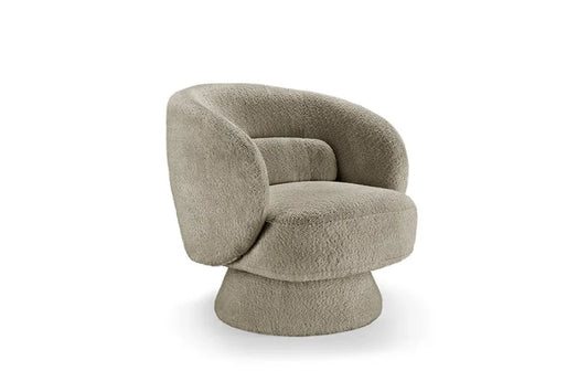 Fotoliu rotativ tapitat cu Stofa boucle Maro taupe H76xL76xA75cm Bossa Nova