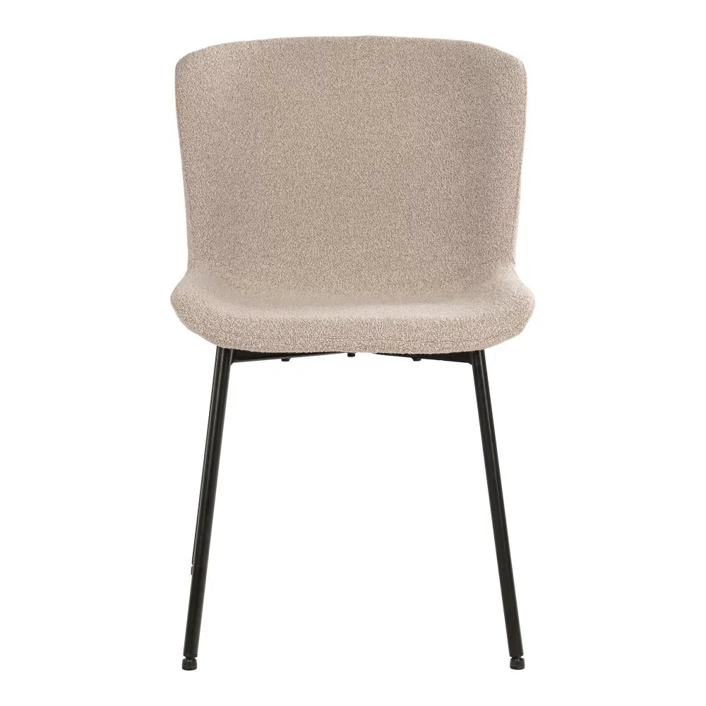 Set 2 scaune din Metal Negru si Stofa boucle Bej H83xL48xA59cm Maceda