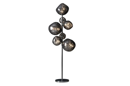 Lampa de podea din Metal Negru si Sticla Fumuriu L50xH168cm LIQUID DIAMOND