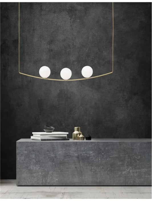 Lustra structura din Metal Auriu si abajur din Sticla Alb H180xL122cm IP20 VITTON