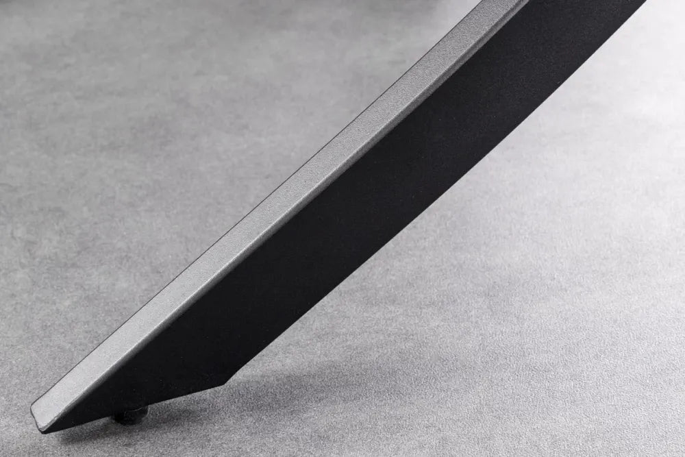Masa rotunda din Sticla securizata/Ceramica Gri si Metal Negru D120xH74cm Alpine