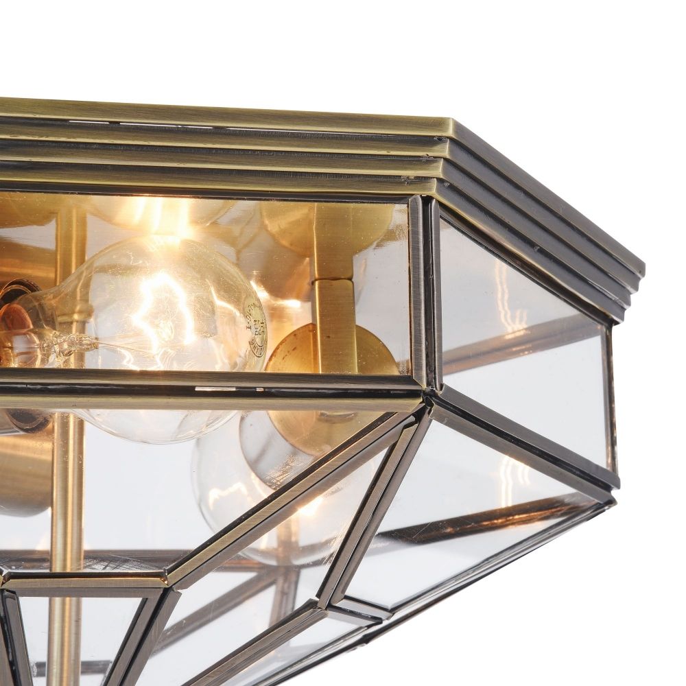 Plafoniera Asimetrica din Sticla si Metal Transparent/Maro Zeil L36xH20cm