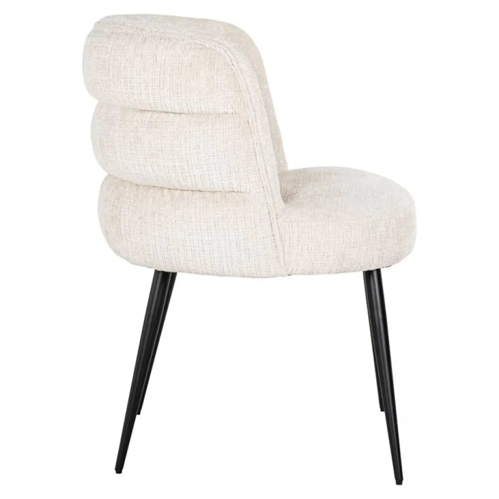 Scaun tapitat cu Chenille ignifug Bej cu picioare din Metal Negru H83xL63xA63cm Stella Richmond Interiors