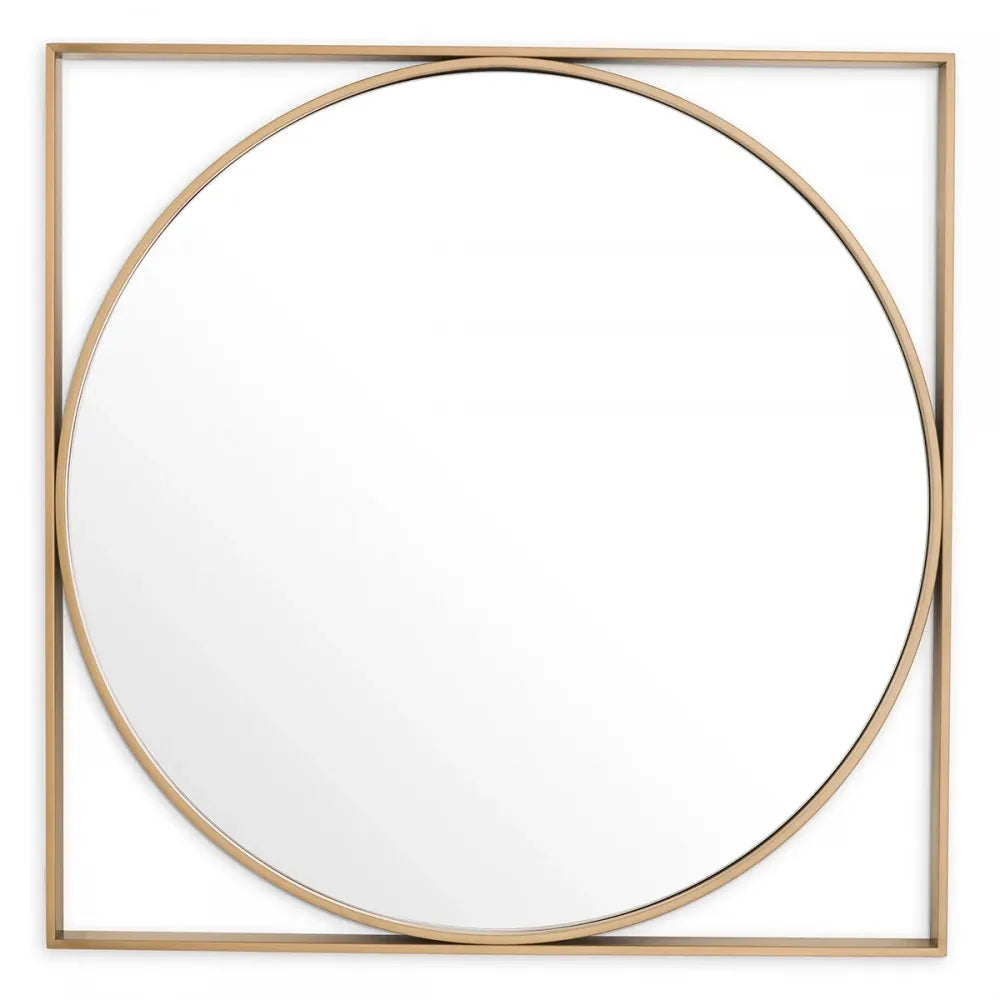 Oglinda cu rama din Metal Alama L90xH90cm Montauk Eichholtz