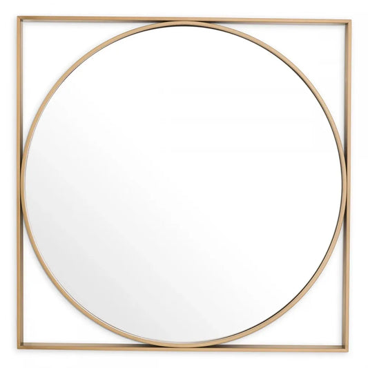 Oglinda cu rama din Metal Alama L90xH90cm Montauk Eichholtz