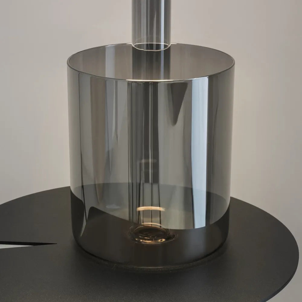Veioza din Sticla Gri si Aluminiu Negru H34.8xD12cm AI Collaboration
