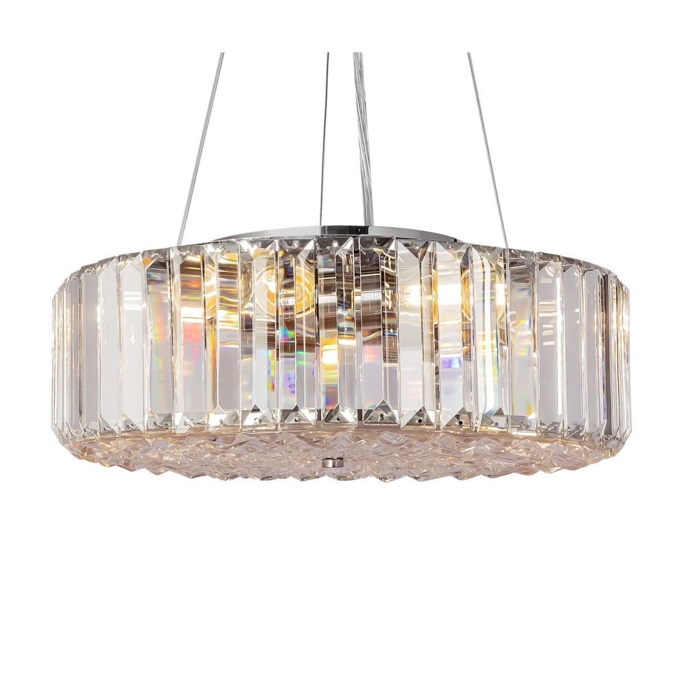 Lustra rotunda cu inaltime reglabila din Cristal Transparent cu 6 becuri D40xH86cm Recinto