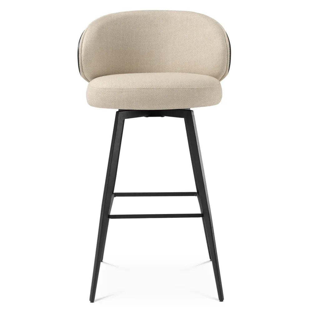 Scaun de bar rotativ tapitat cu Stofa Bej sand L57xA52xH102cm Camerota Eichholtz