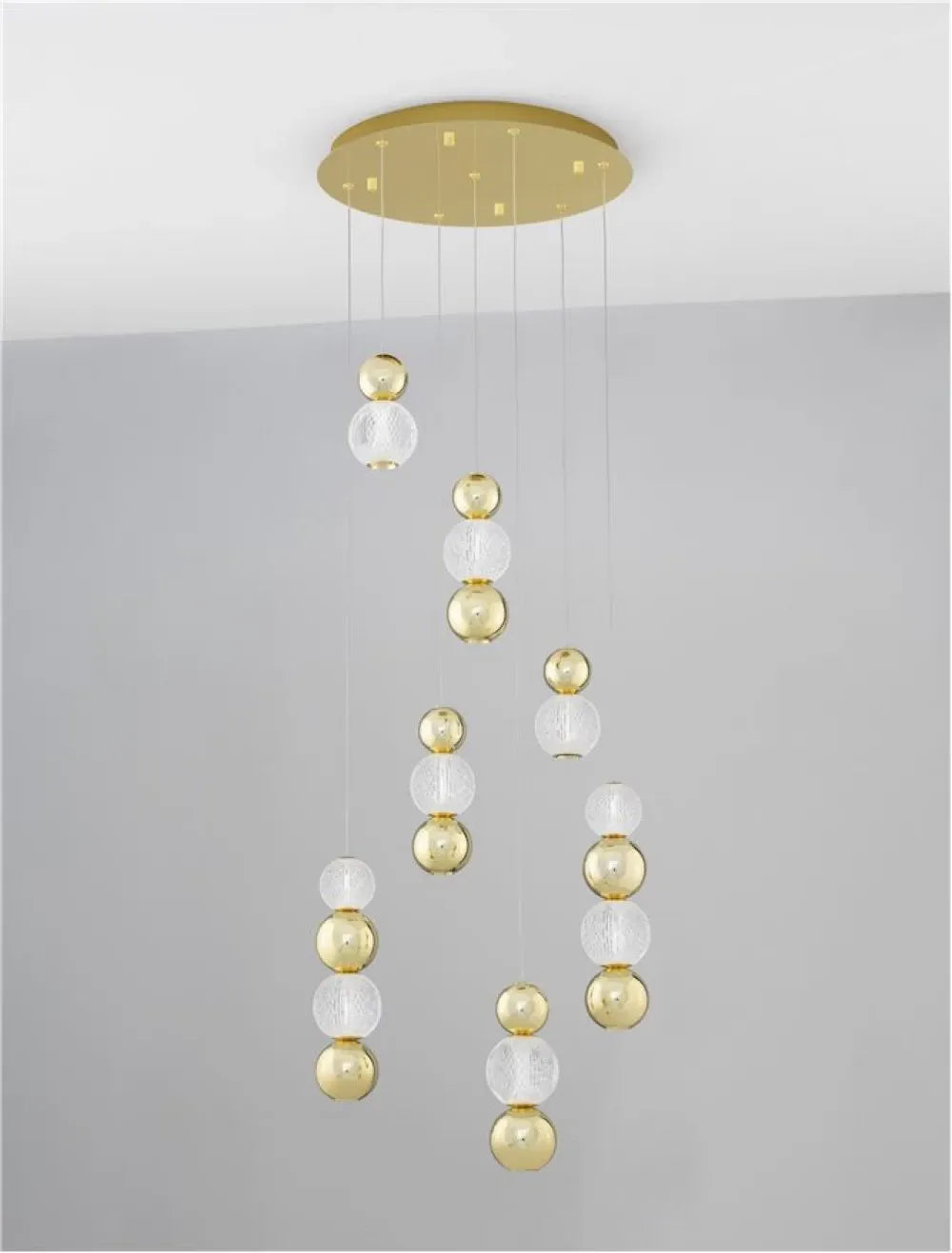 Candelabru structura din Aluminiu Auriu si abajur din Acrilic Transparent H200xL53cm IP20 42W 2710lm 3200k BRILLE