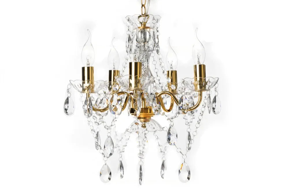 Candelabru din Metal Auriu si Acrilic Transparent D30xH40cm DIAMONDS