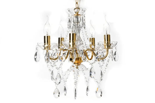 Candelabru din Metal Auriu si Acrilic Transparent D30xH40cm DIAMONDS