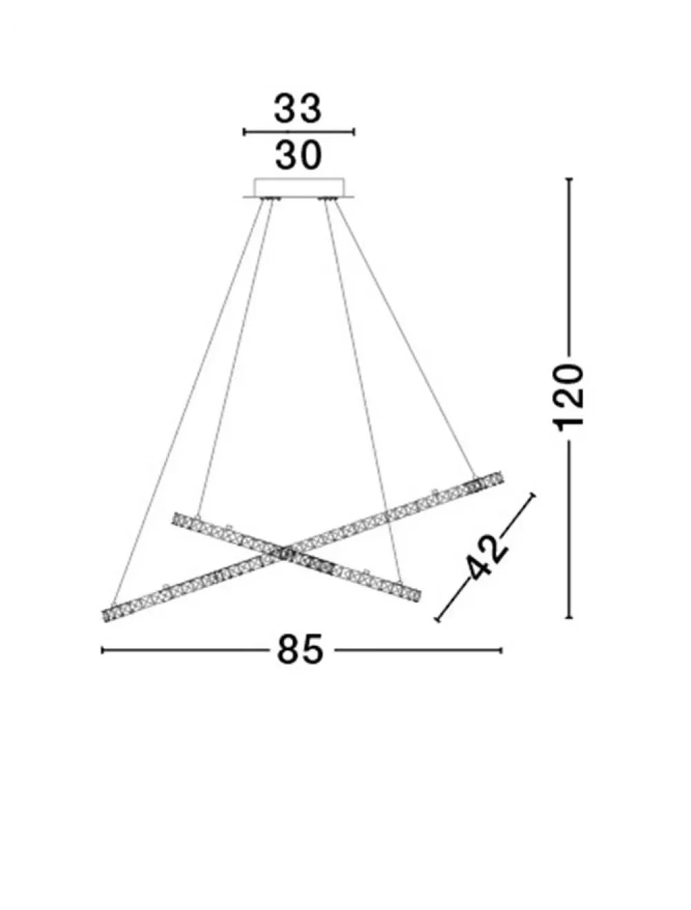 Lustra structura din Aluminiu Argintiu si abajur din Cristal Transparent H120xL85cm IP20 50W 3120lm 3500k CELINE