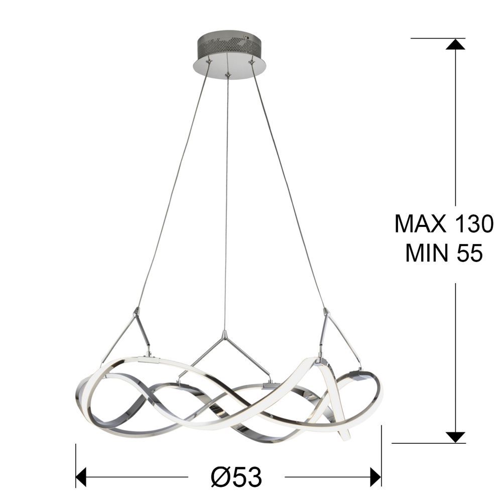 Lustra rotunda cu inaltime reglabila din Aluminiu Argintiu cu LED D53xH130cm Molly