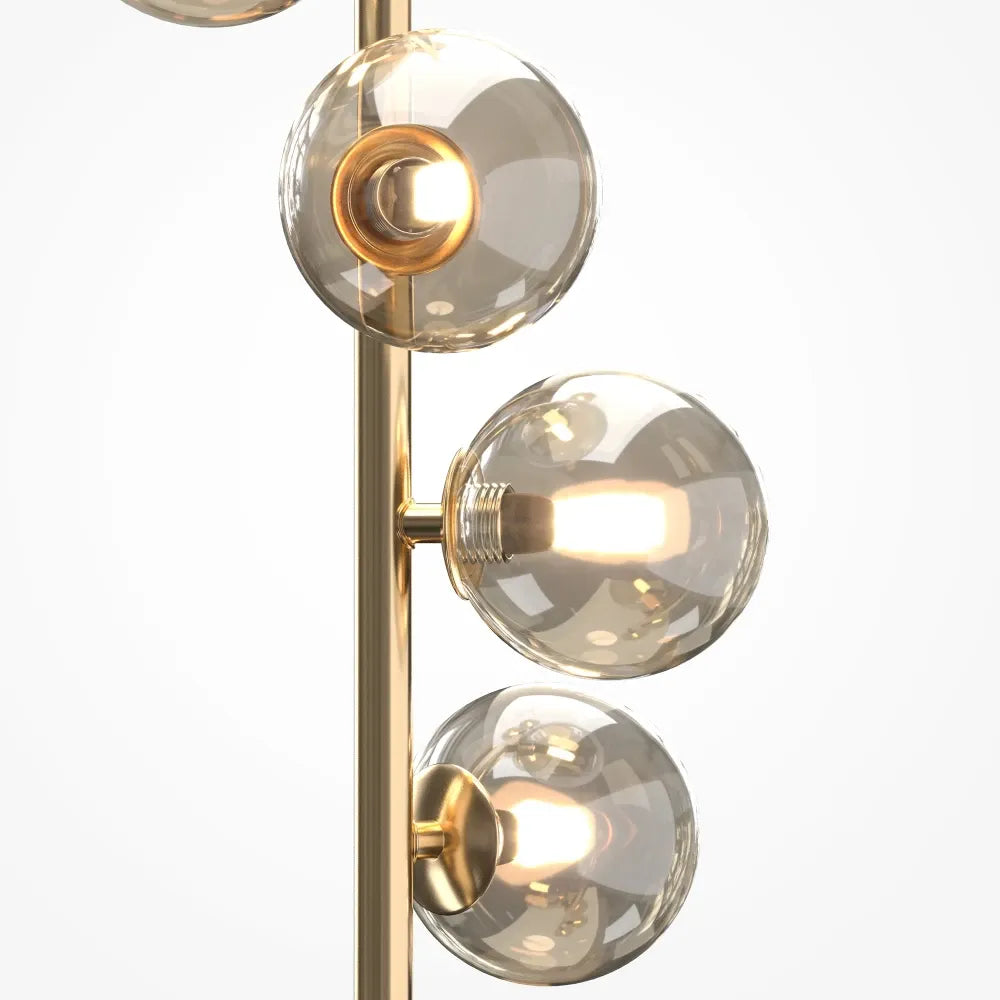 Lampa de podea din Metal Auriu si Sticla Maro Cognac H150xD25cm Dallas