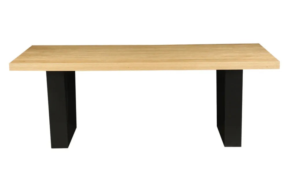 Masa din MDF/Furnir de stejar Maro deschis si Metal Negru L210xH76cm Zeus