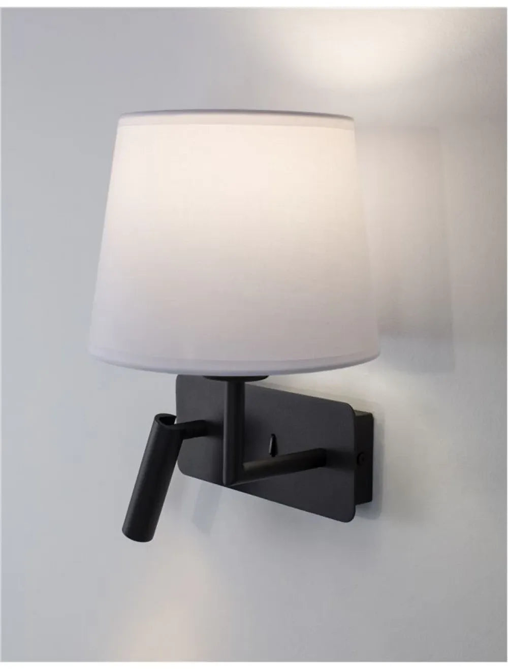 Aplica de perete structura din Aluminiu Negru si abajur din Textil Alb H32xL27.5cm IP20 15W 210lm 3000k SAVONA