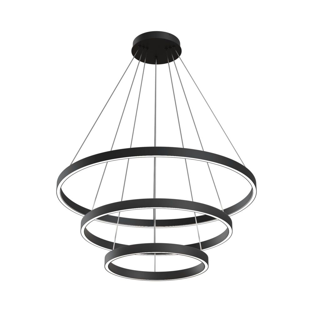 Lustra rotunda cu inaltime reglabila din Aluminiu Negru cu LED D80xH120cm Rim