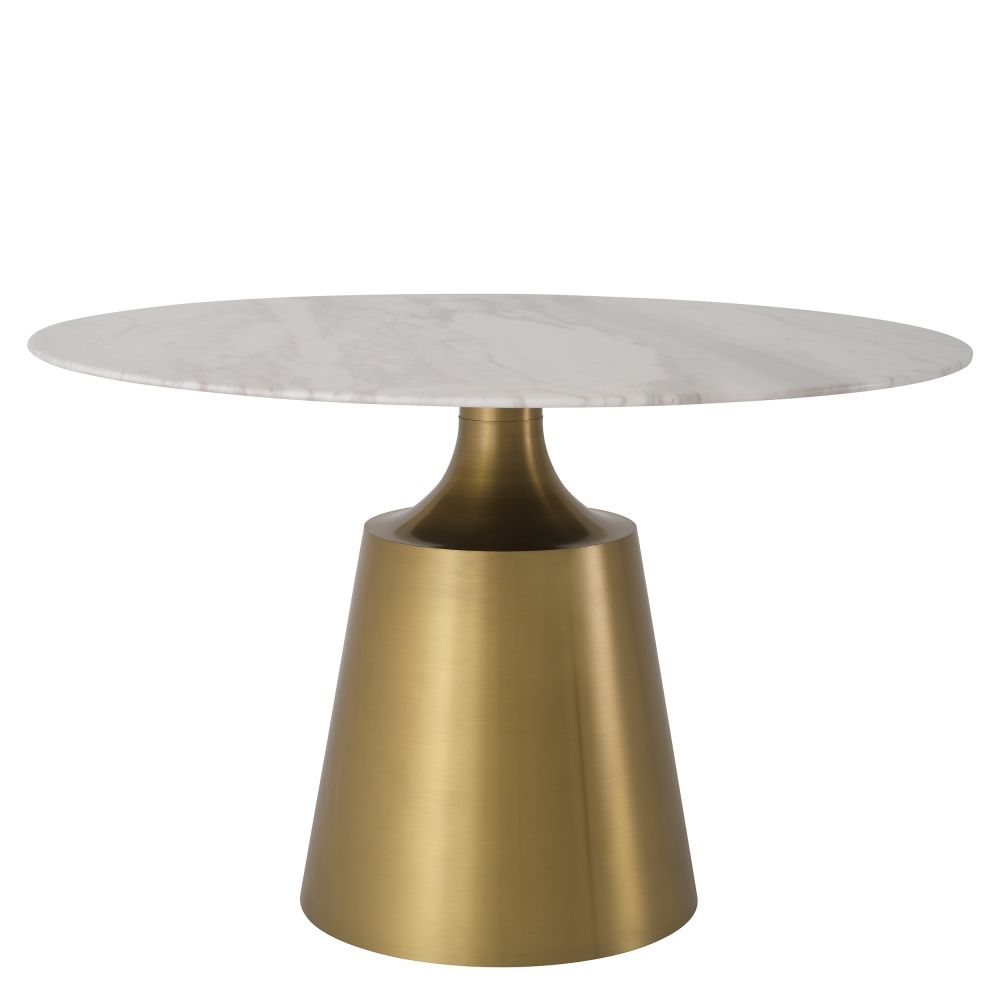 Masa Rotunda Nathan Eichholtz din Marmura si Otel inoxidabil Alb/Alama de 4 persoane D120xH77cm
