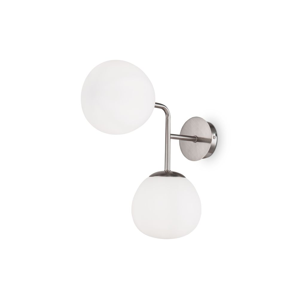 Aplica de perete Metal si Sticla Argintiu/Alb L33xH36cm Erich