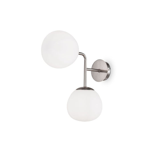 Aplica de perete Metal si Sticla Argintiu/Alb L33xH36cm Erich