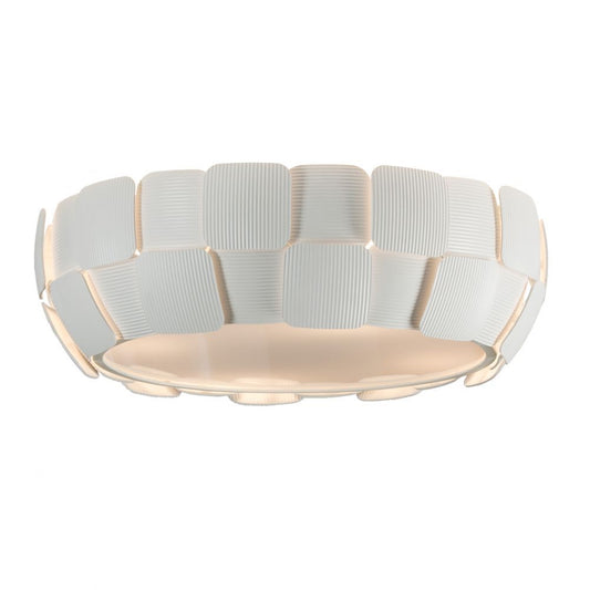 Plafoniera Rotunda din Policarbonat si Metal Alb Quios D46xH16cm