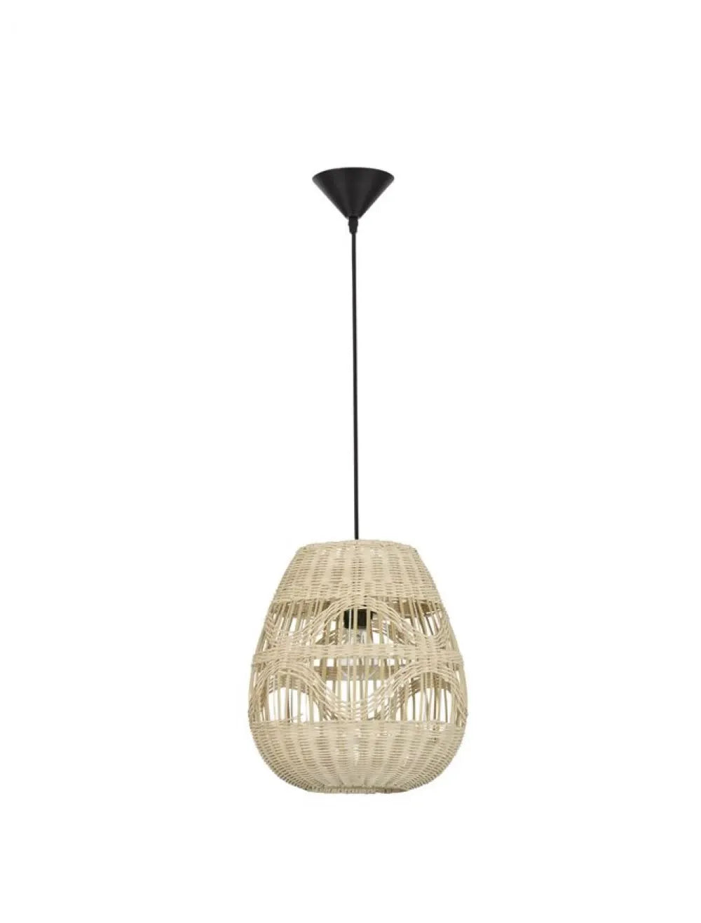 Pendul structura din Metal Negru si abajur din Ratan Bej H185xL30cm IP20 MARLO