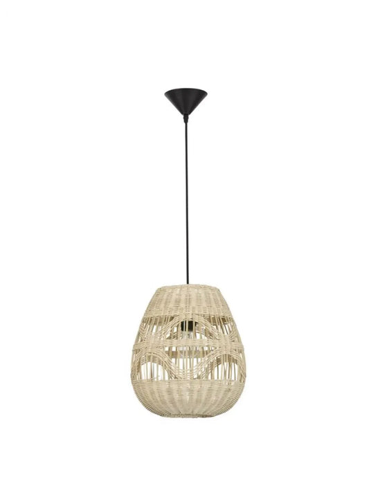 Pendul structura din Metal Negru si abajur din Ratan Bej H185xL30cm IP20 MARLO