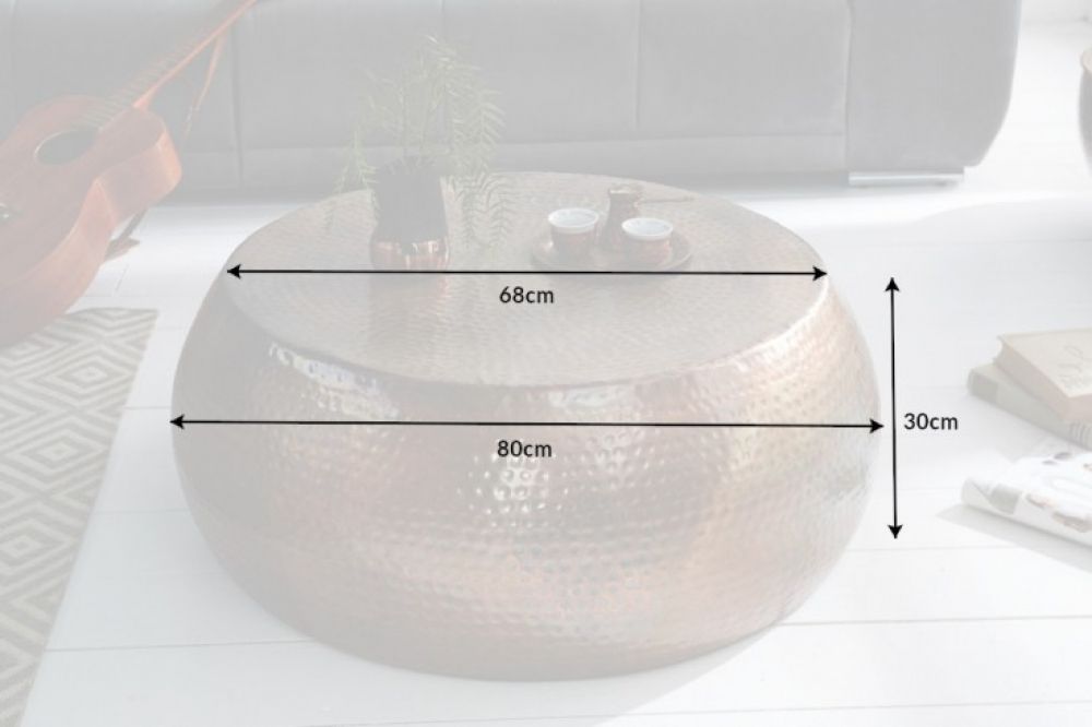 Masuta de cafea Rotunda din Metal Cupru D80xH30cm Orient