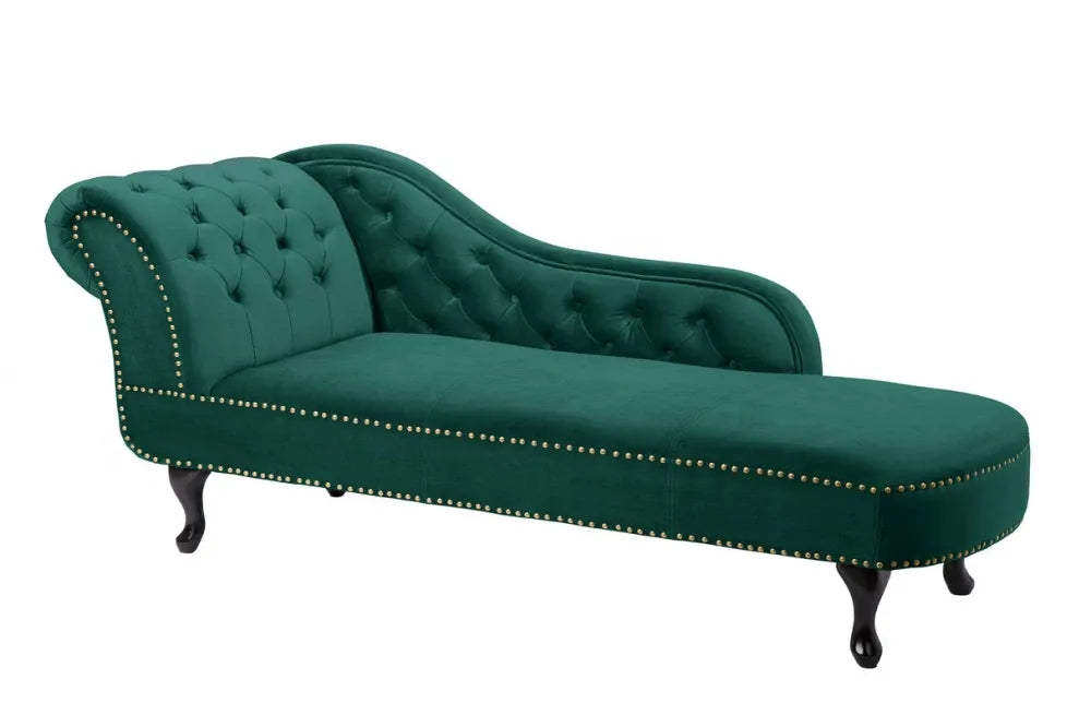 Sezlong tapitat cu Catifea Verde L170cm Chesterfield
