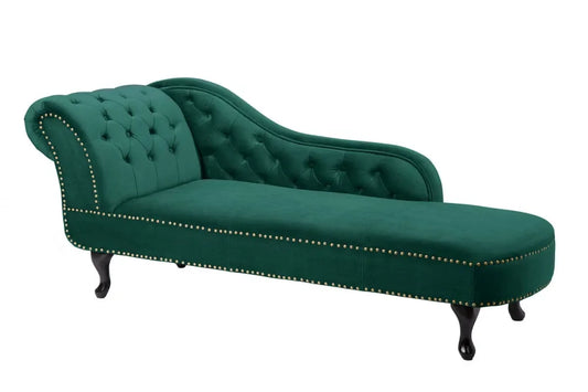 Sezlong tapitat cu Catifea Verde L170cm Chesterfield