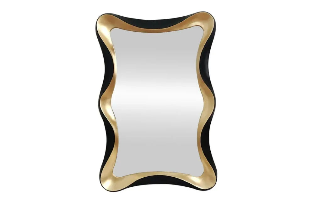 Oglinda cu rama din Poliuretan/MDF Negru/Auriu L80xH120cm ALICE