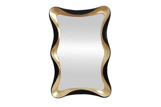 Oglinda cu rama din Poliuretan/MDF Negru/Auriu L80xH120cm ALICE