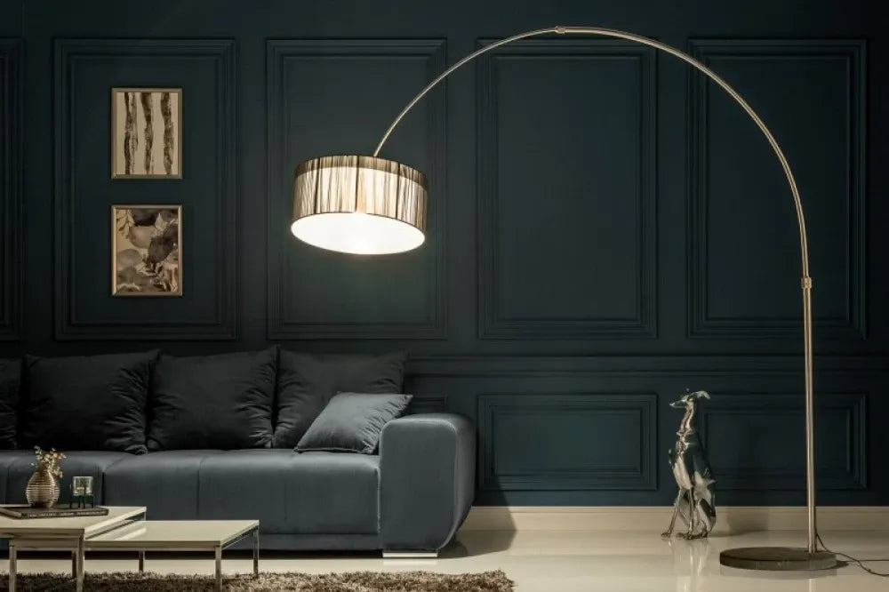 Lampa de podea din Marmura/Metal Negru si Textil Negru H225xL230cm Extenso