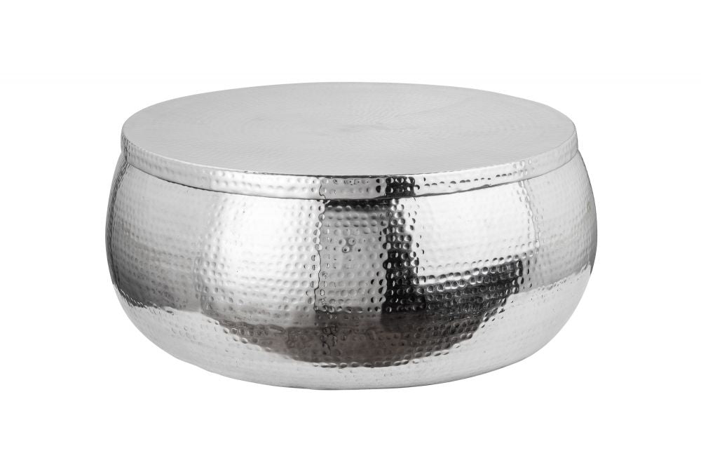 Masuta de cafea Rotunda din Metal Argintiu D70xH30cm Orient