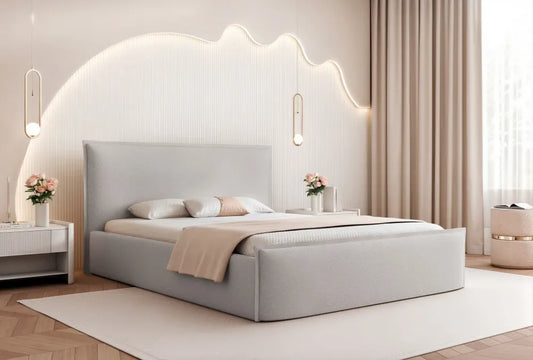 Pat 120 x 200 tapitat cu Textil Runo Gri Oria