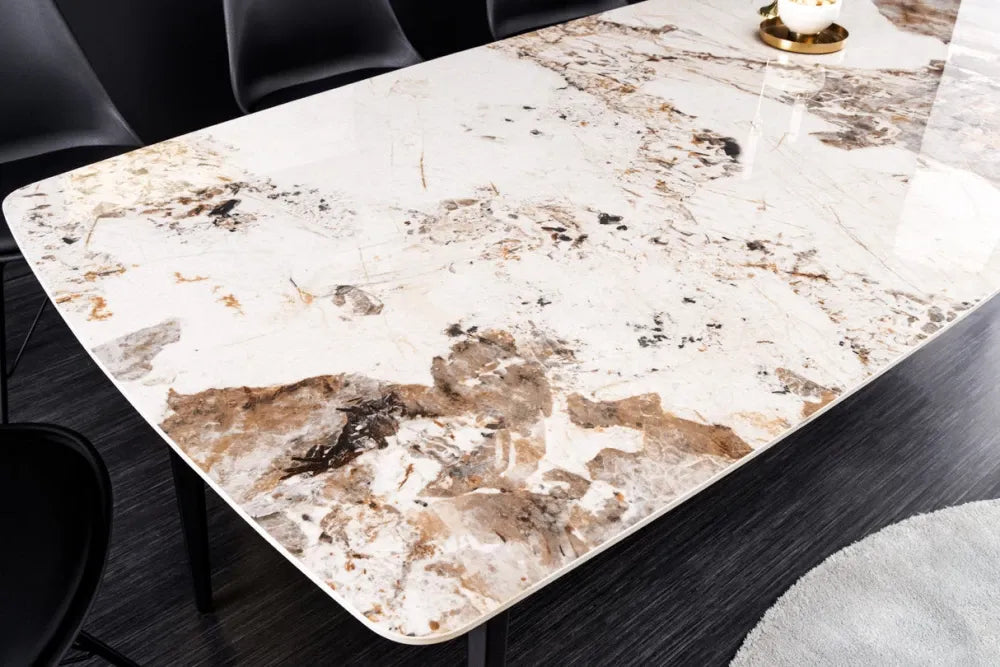 Masa din Ceramica Multicolor si Metal Negru L180xH90cm Milano