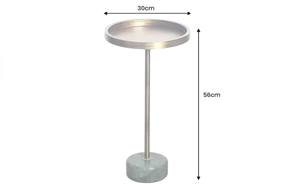 Masuta laterala din Metal Alama si Metal/Marmura Verde L30xH56cm Trayful