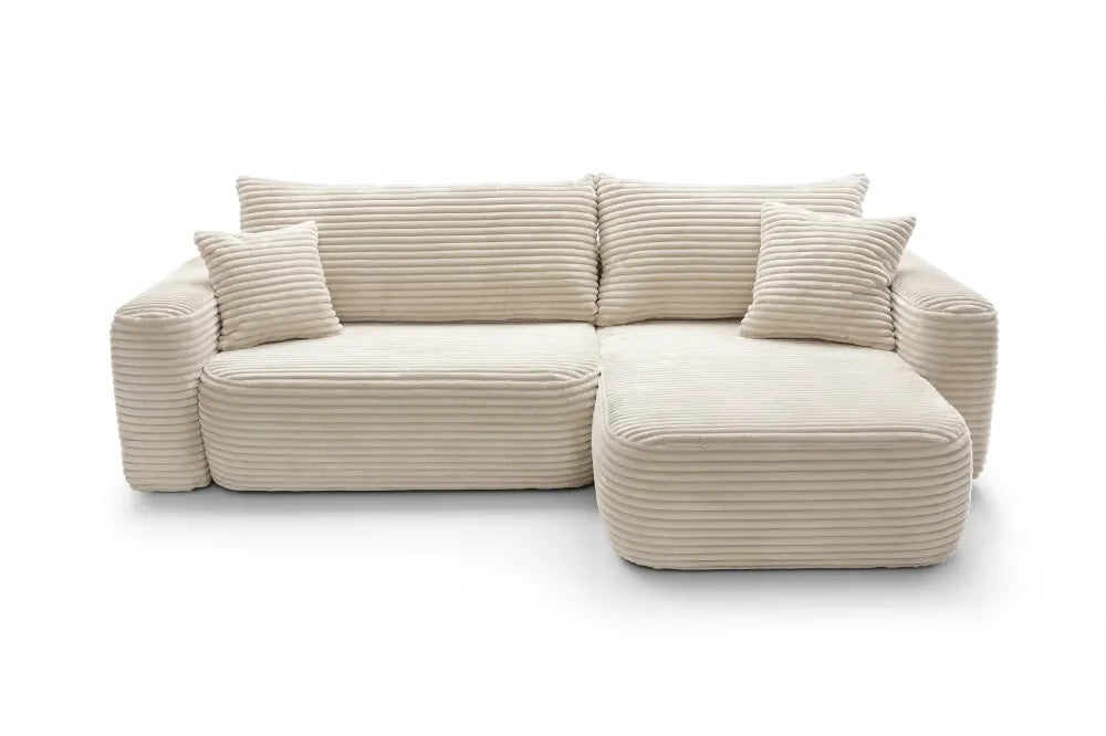 Coltar extensibil tapitat cu Corduroy Bej cu lada depozitare Billy