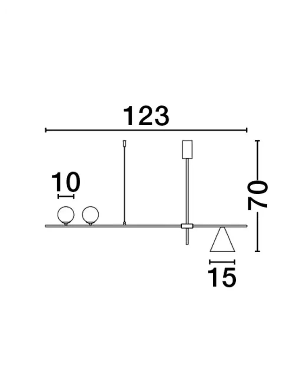 Lustra structura din Metal Negru/Auriu si abajur din Sticla Alb H70xL123cm IP20 SWAY