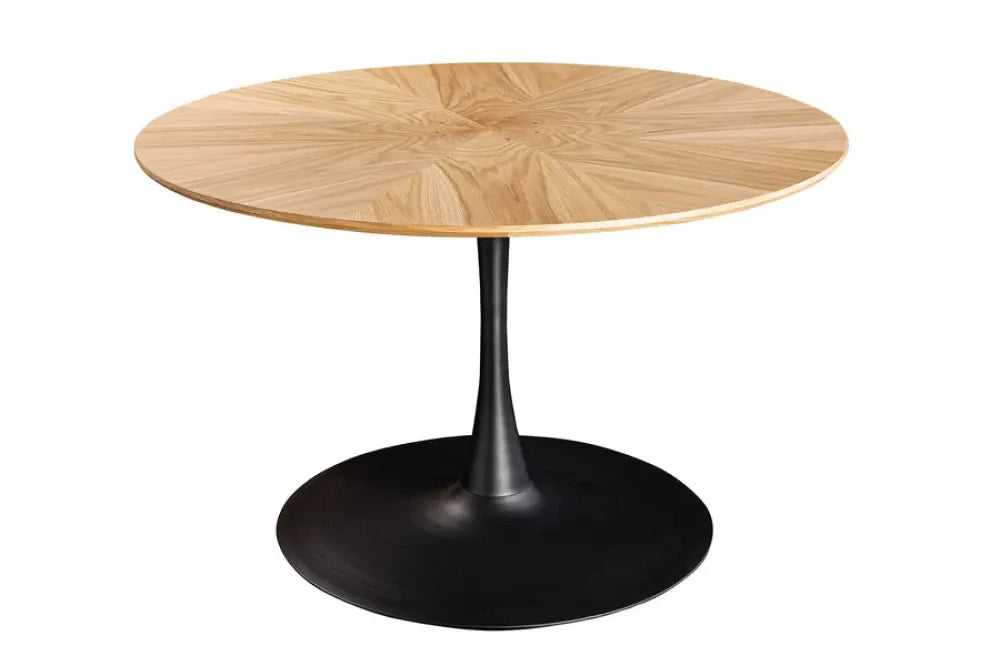 Masa din MDF/Furnir de stejar Maro deschis si Metal Negru D120xH75cm ATELIER