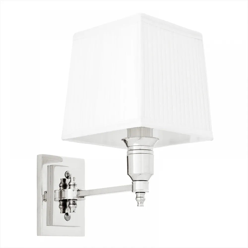 Aplica de perete din Metal Argintiu si Stofa Alb H27xL14cm Lexington Single Eichholtz