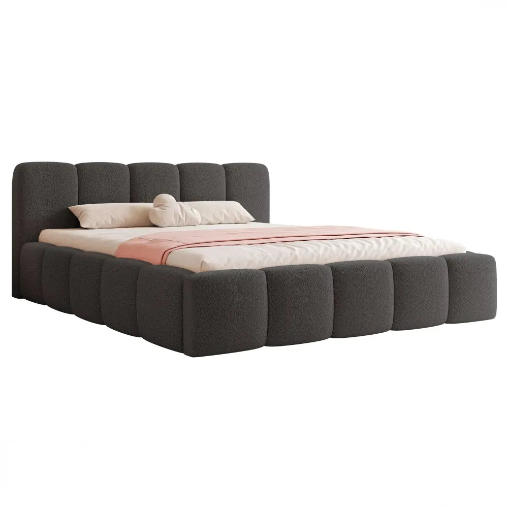 Pat 120 x 200 tapitat cu Stofa boucle Abriamo Negru Aeris