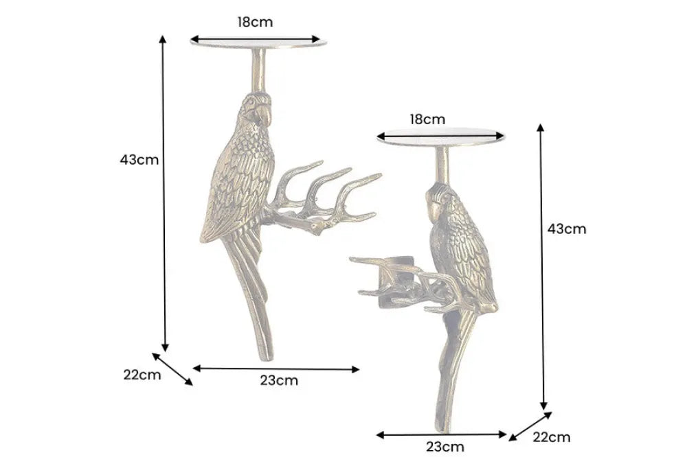 Set 2 cuiere din Metal Auriu L23xH43cm WILDLIFE BIRDS
