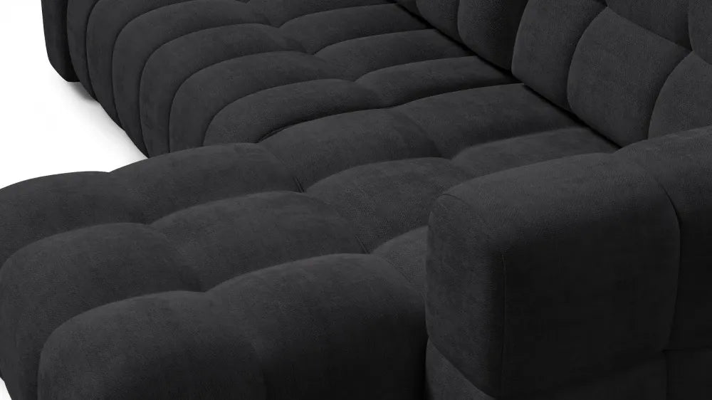 Coltar in forma de L tapitat cu material pet friendly Alias negru L264 x 160cm