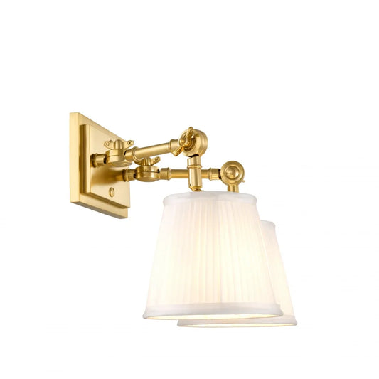 Aplica de perete din Metal Auriu si Stofa Alb H25xL33cm Wentworth Double Eichholtz