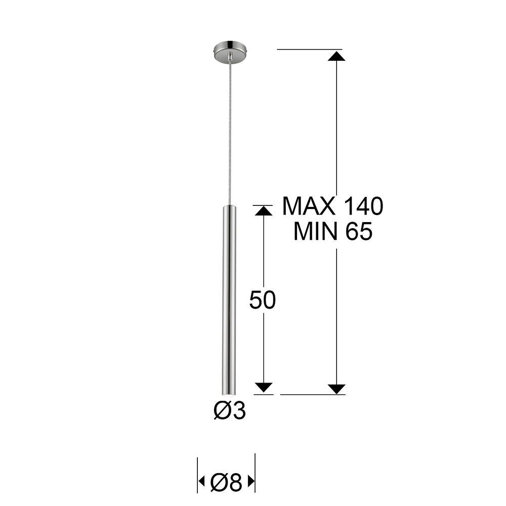 Pendul cu inaltime reglabila din Metal Argintiu cu LED  D3xH140cm Varas
